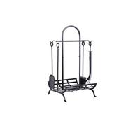 Outsunny Porte bûches - Range bûches Serviteur de cheminée - Multi Accessoires dim. 45L x 40l x 78H cm métal Noir