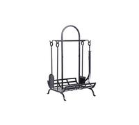 Serviteur de cheminée Outsunny Serviteur de cheminée - porte bûches - range bûches multi accessoires dim. 45L x 40l x 78H cm métal noir