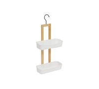 Paris Prix – Étagère de douche Natureo – 2 niveaux bois et blanc – 51 cm