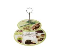 - Serviteur en verre avec motifs - 2 Etages - Vert