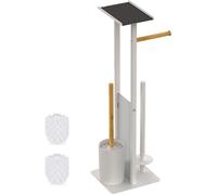 Serviteur WC,Robuste,Non Fixe,ménge de matériaux,H x L x P : 65 x 21 x 18 cm,Bnc et Nature Bnc et Nature blanc PORTE ROULEAU WC