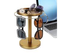 Servitore di display da sole rotanti, supporto per il display in vetro per gli occhi a 360 gradi con vassoio, decorazione per la casa, organizzatore di stoccaggio di gioielli staccabili per tavolo da