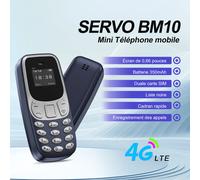 SERVO BM10 LTE 4G Mini téléphone portable double SIM appel en veille enregistrement vitesse cadran liste noire réveil petite fonction téléphones de secours noir
