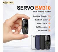 SERVO BM310 Mini téléphone portable double SIM enregistrement d'appel en veille cadran Bluetooth liste noire lecteur MP3 2G GSM sauvegarde petits téléphones portables white N 16GB TF card