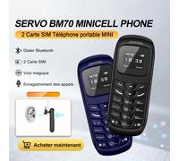 SERVO BM70 Mini téléphone portable 2SIM veille Bluetooth composeur enregistrement d'appel voix magique lecteur MP3 liste noire petit téléphone portable bon marché Bleu
