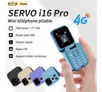 SERVO I16 Pro Mini Téléphone portable pliable double carte SIM, numérotation rapide, lecteur vidéo, liste noire, radio FM, 4G, petit téléphone à clapet Purple