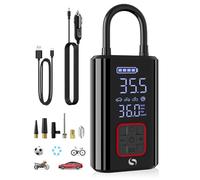 SERVOMASTER Compresseur à Air Portatif, 150PSI Gonfleur Pneus Voiture Sans Fil, Puissant Compresseur à Air Portatif avec Lumière LED, Mini Gonfleur Electrique Compresseur pour Voiture/Moto/Vélo/Balle