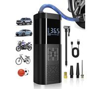 SERVOMASTER Compresseur à Air Portatif, Gonfleur Pneus Voiture sans Fil avec Jauge, Accessoire Voiture pour Hommes, Mini Compresseur 150PSI avec Lumière LED pour Voiture Moto Bicyclette Boule