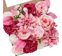 Serwalin Fleurs artificielles Abby Rose Vif, Medium, 1 unité, pour décoration d'intérieur, mariage, fête, centres de table, gâteaux, fleurs de printemps