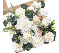 Serwalin Fleurs artificielles blanches en mousse pour loisirs créatifs, bouquets de gâteaux de mariage, centres de table, arrangements de fête, fête prénatale, décoration d'intérieur