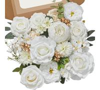 Serwalin Fleurs artificielles blanches réalistes en mousse de soie avec tiges, fleurs de gâteau de printemps pour bouquet de mariée, maison, fête, centre de table, arrangement floral