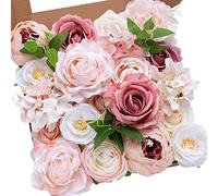 Serwalin Fleurs artificielles pivoines roses en soie avec tiges roses poudrées pour bouquets de mariage, centres de table, décoration de gâteau, décoration de fête prénatale