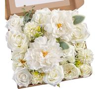 Serwalin Fleurs artificielles réalistes en mousse de soie pour mariage, pivoines blanches, centres de table, corsage, boutonnière, décoration d'intérieur, arrangement de fête, fête prénatale