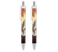 SERYMJ Dove Sun Art Lot de 2 stylos à bille rétractables noirs à pointe moyenne de 0,55 mm avec prise en main super douce pour homme et femme