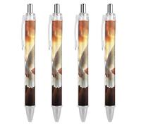 SERYMJ Dove Sun Art Lot de 4 stylos à bille rétractables noirs à pointe moyenne de 0,55 mm avec prise en main super douce pour homme et femme