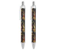 SERYMJ Lot de 4 stylos à bille rétractables avec hiéroglyphes égyptiens et pharaons - Pointe fine de 0,5 mm - Encre noire - Fournitures de bureau pour enseignant