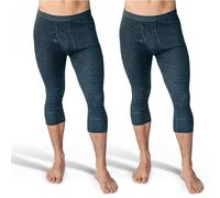 SES caleçon Long Coton, Pack de 2 caleçons 3/4 Longs Hommes en côtes Fines, Taille M, avec Braguette und Ceinture Douce, en Coton/calson Long pour Homme Gris chiné Jambes 3/4 Longues