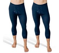 SES caleçon Long Coton, Pack de 2 caleçons 3/4 Longs Hommes en côtes Fines, Taille S, avec Braguette und Ceinture Douce, en Coton/calson Long pour Homme Marine Jambes 3/4 Longues