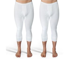 SES caleçon Long Coton, Pack de 2 caleçons 3/4 Longs Hommes en côtes Fines, Taille S, avec Braguette und Ceinture Douce, en Coton/calson Long pour Homme Blanc Jambes 3/4 Longues