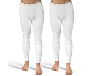 SES caleçon Long Coton, Pack de 2 caleçons Longs Hommes en côtes Doubles, Taille XL, avec Braguette et Ceinture Douce, en Coton/calson Long pour Homme Blanc Jambes Longues