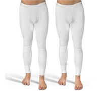 SES caleçon Long Coton, Pack de 2 caleçons Longs Hommes en côtes Fines, Taille M, avec Braguette et Ceinture Douce, en Coton/calson Long pour Homme Blanc Jambes Longues