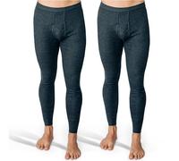 SES caleçon Long Coton, Pack de 2 caleçons Longs Hommes en côtes Fines, Taille XL, avec Braguette et Ceinture Douce, en Coton/calson Long pour Homme Gris chiné Jambes Longues