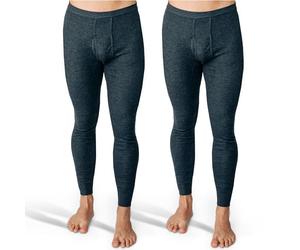 SES caleçon Long Coton, Pack de 2 caleçons Longs Hommes en côtes Fines, Taille XXL, avec Braguette et Ceinture Douce, en Coton/calson Long pour Homme Gris chiné Jambes Longues