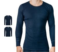 SES Chemise à manches longues pour homme, lot de 2 pièces, S - 4XL, à côtes fines, en coton de haute qualité, mélange de polyester, à manches longues pour homme, Bleu marine, XXL