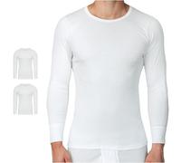 SES Chemise à manches longues pour homme, lot de 2 pièces, S - 4XL, à côtes fines, pour homme, à manches longues, en coton de haute qualité, mélange polyester, à manches longues, pour homme, Blanc