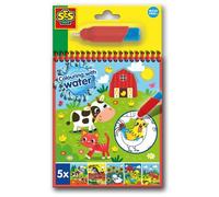 SES Creative 00132 Livre de Coloriage à l'Eau Ferme - Avec Stylo à Eau Réutilisable - Coloriage sans Taches - Pages Réutilisables
