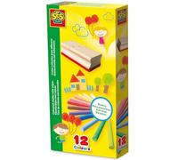 SES Creative 00208 Craie colourée avec éponge - craies sans poussière pour le dessin et la peinture créatifs