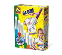 SES Creative 00281 - Blow airbrush pens - Textile, 7 couleurs vives, crée de jolis mélanges de couleurs, facile à éliminer de la peau et de la plupart des tissus, chair