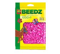 SES Creative 00718 - Iron On Beads, 1000 Neon Pink Beads for Crafting, Fusible B