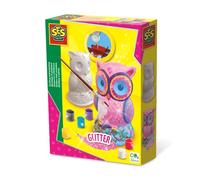 SES Creative 01285 Moulage en plâtre - Hibou, kit créatif DIY pour enfants, Multiples