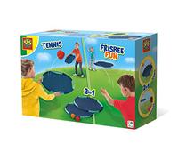 SES Creative 02223 - Amuse-toi Tennis et Frisbee, 2 en 1, Format Compact Facile à Transporter, idéales pour Jouer dans Le Jardin, au Parc, à la Plage ou à la Piscine, Blanc