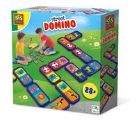 SES Creative - Jeu géant Domino Street - 28 pièces animaux, grandes tuiles, sac textile (3 ans+)