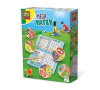 SES Creative 02294 - Mega Yatzy Junior, Grand dé en Bois, système de Points Simple, Jeu de Famille, Blanc.