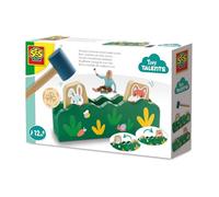 SES Creative - Banc de marteau en bois 13145 - Jouet éducatif dès 12 mois - Animaux qui sautent