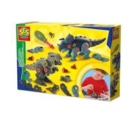 SES Creative 14291 Construction de Dinos à Vis - Kit de Construction pour Enfants dès 5 Ans - Construisez Un T-Rex et Un Tricératops - Stimule la résolution de problèmes et Le Plaisir