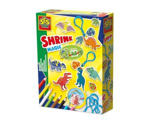 SES Creative 14294 Film Rétractable - Porte-Clés Dinos - Kit de Loisirs Créatifs pour Enfants dès 5 Ans - Personnalisez et rétrécissez Vos créations - Idéal pour bricoler, Bleu