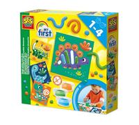 SES Creative 14409 Mon Premier Pâte à Modeler avec Cartes d'Activités - Roule, Pétris et Façonne la Pâte pour Recréer des Dinos - Inclut des Cartes Réutilisables