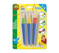 Ses Creative 14440 Mon Premier - 3 Pinceaux Sécurisés pour Bébés en Plastique - Incassables, Bonne Prise pour Les Petites Mains - Pinceaux Plat, Rond et Pointu
