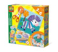 SES Creative 14640 - Couper Les Formes de pâte a Modeler, 3 Couleurs de pâte à Modeler, réutilisables, avec Ciseaux de sécurité, Set Complet pour Les Enfants