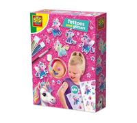 SES Creative 14724 Licorne - Tatouages et Paillettes - Kit de Loisirs Créatifs pour Enfants dès 5 Ans - Inclut des Tatouages et des Paillettes - Idéal pour des fêtes Licornes