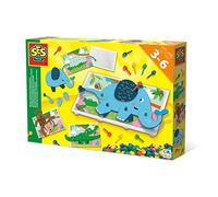 SES Creative 14890 - Puzzles en mosaïque d’animaux sur plaque, mélange et associe les parties, fais bouger les animaux, se réutilisent à l’infini