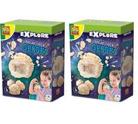 SES Creative 25079 - Géodes à Ouvrir, Ouvrir toi-même, Sac Inclus, 3 Pierres, Centre, Blanc et Gris (Lot de 2)