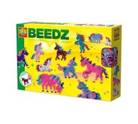SES Creative Beedz - Perles à repasser - Monde licorne - Kit de bricolage pour enfants - Animaux en perles - Kit de perles créatives - Avec grande plaque à stylo - À partir de 5 ans