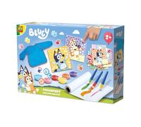 SES Creative - Bluey Méga set de créations de peinture au doigt - Coloriage avec peinture au doigt sur cartes - Comprend 15 cartes à colorier et 6 couleurs - à partir de 2 ans