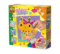 Ses Creative -Collage d'autocollants-Paquet de Saut-Stimule la motricité Fine et la créativité-Idée Cadeau-4 Cartes-collages avec de Mignons Animaux-3+