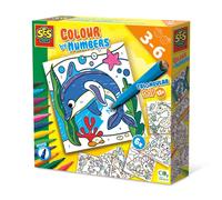 SES Creative Coloriage par numéros 14690 – 6 grandes pages, 12 feutres sûrs et faciles à tenir